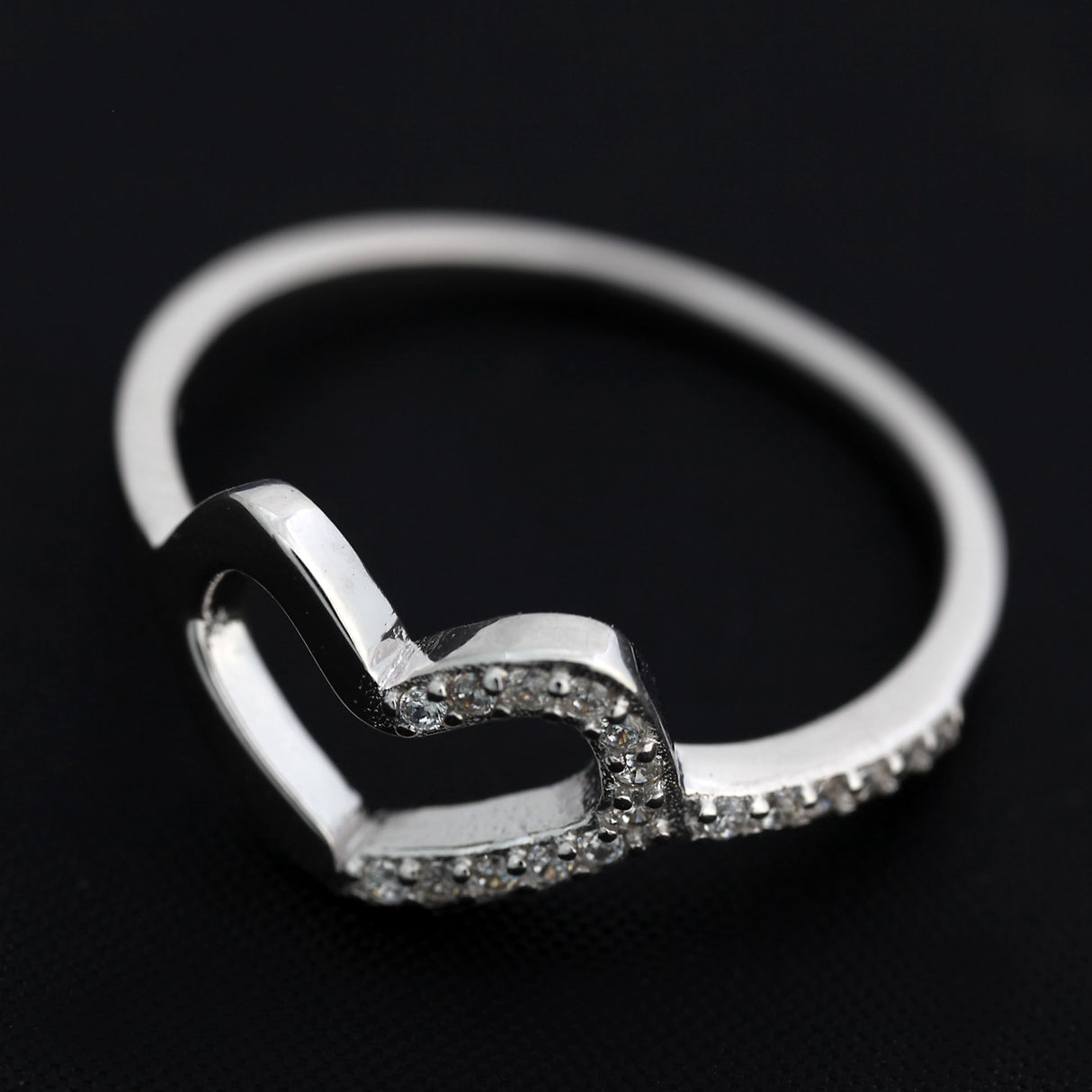 Inel din Argint 925, model Inima cu pietre, marimea 54 - vivimall.ro