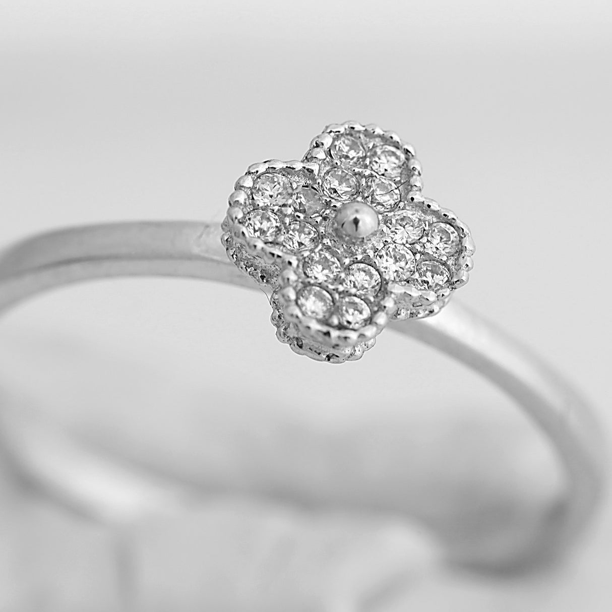 Inel din Argint 925, Trifoi cu Pietre, marimea 57 - vivimall.ro