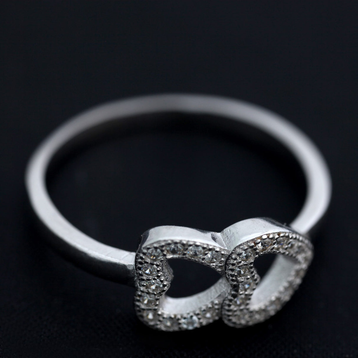 Inel Double Heart din Argint 925 placat cu rodiu, marimea 51 - vivimall.ro