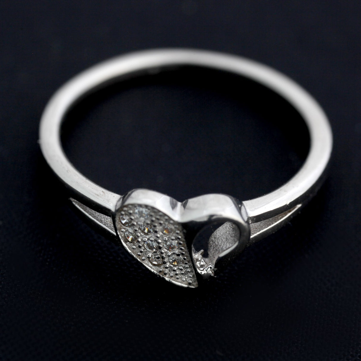 Inel Shinny Heart din Argint 925, placat cu rodiu, marimea 55 - vivimall.ro