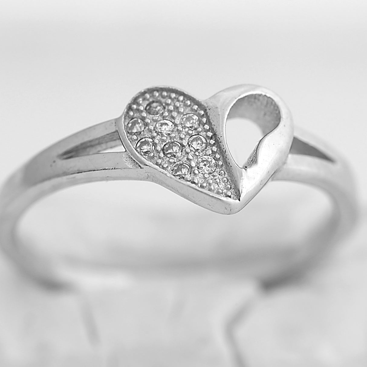 Inel Shinny Heart din Argint 925, placat cu rodiu, marimea 55 - vivimall.ro