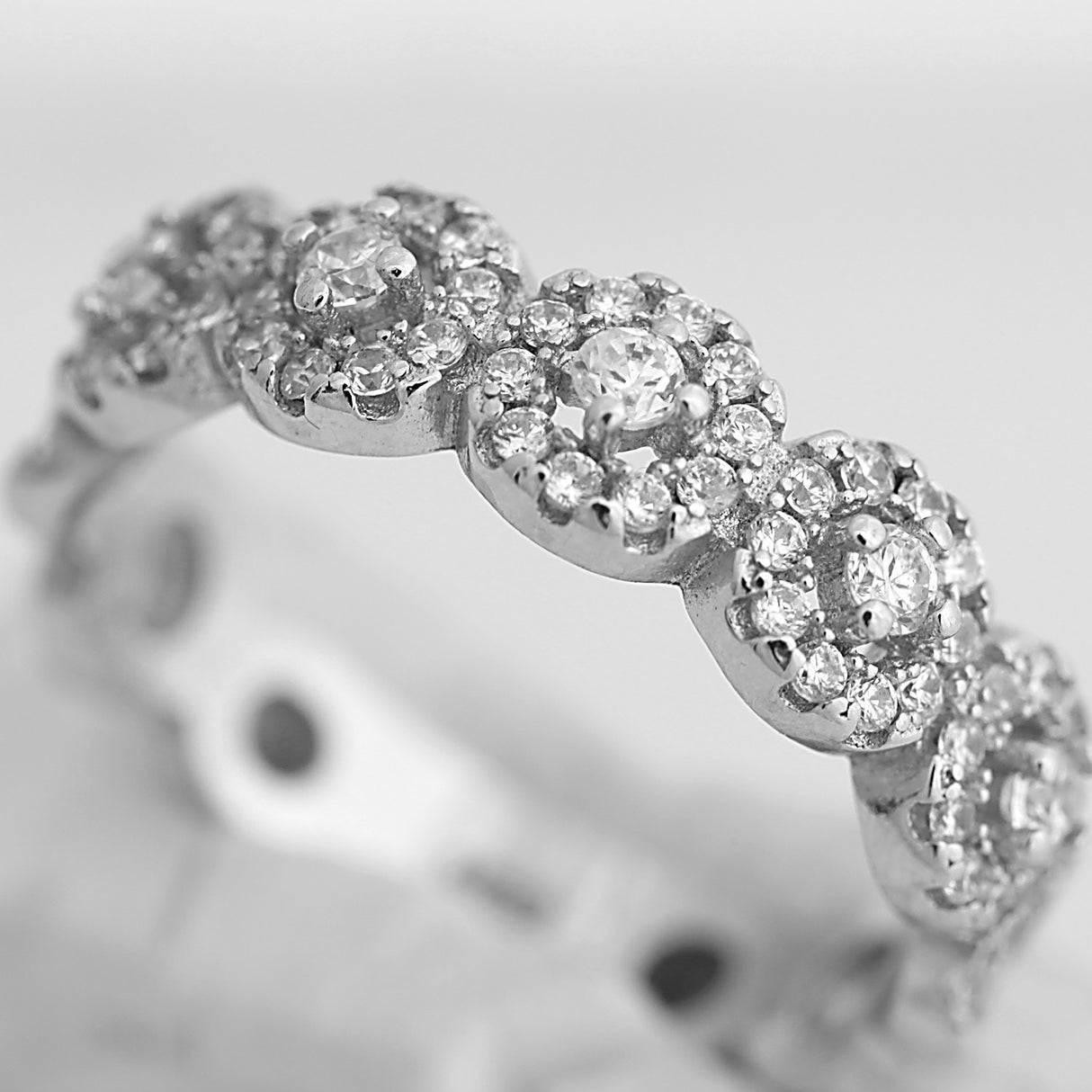 Inel tip verigheta din Argint 925, cu cercuri si pietre, marimea 54 - vivimall.ro