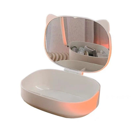 Cutie Depozitare Machiaj cu Oglinda Pisica | GlamCat - vivimall.ro