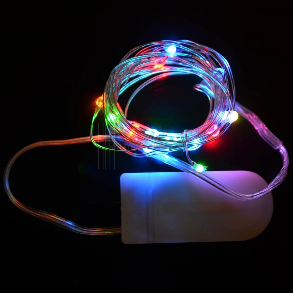 Instalatie Craciun, 1 metru, 10 LED-uri, Multicolor, cu baterii, fir cupru, liniar, interior/exterior, Vivimall - vivimall.ro