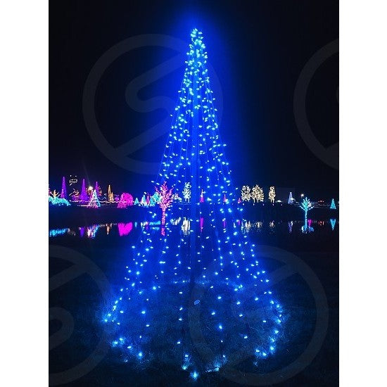 Instalatie Craciun, 10 m, 100 Led-uri ,Liniara, Albastru, 8 jocuri de lumini, Transformator cu telecomanda, Interconectabila, Prelungitor 3 m inclus, Fir Transparent, Vivimall - vivimall.ro