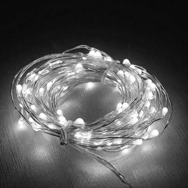 Instalatie Craciun, 10 metri, 100 LED-uri, USB, Telecomanda cu 8 functii, alb rece, Vivimall - vivimall.ro