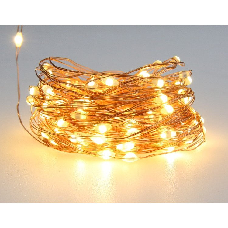 Instalatie Craciun, 100 LED-uri, 12 metri, pentru exterior cu incarcare solara, alb cald, Vivimall - vivimall.ro