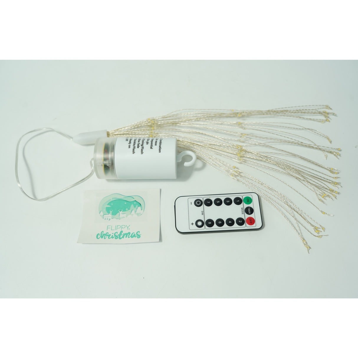 Instalatie Craciun, 120 LED-uri, alb cald, telecomanda 8 functii, cu baterii, explozie fireworks, fir cupru, interior/exterior, Vivimall - vivimall.ro