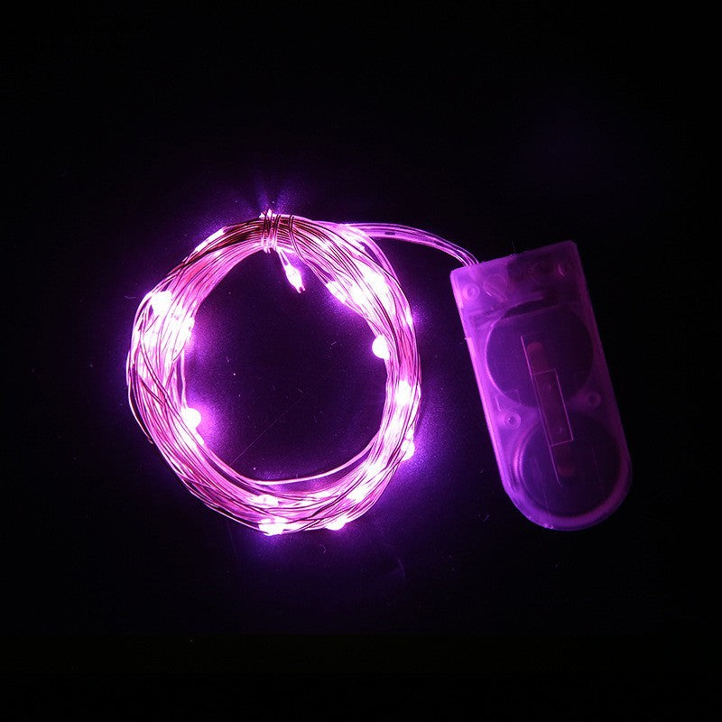 Instalatie Craciun, 2 metri, 20 LED-uri, Roz, cu baterii, fir cupru, liniar, interior/exterior, Flippy - vivimall.ro