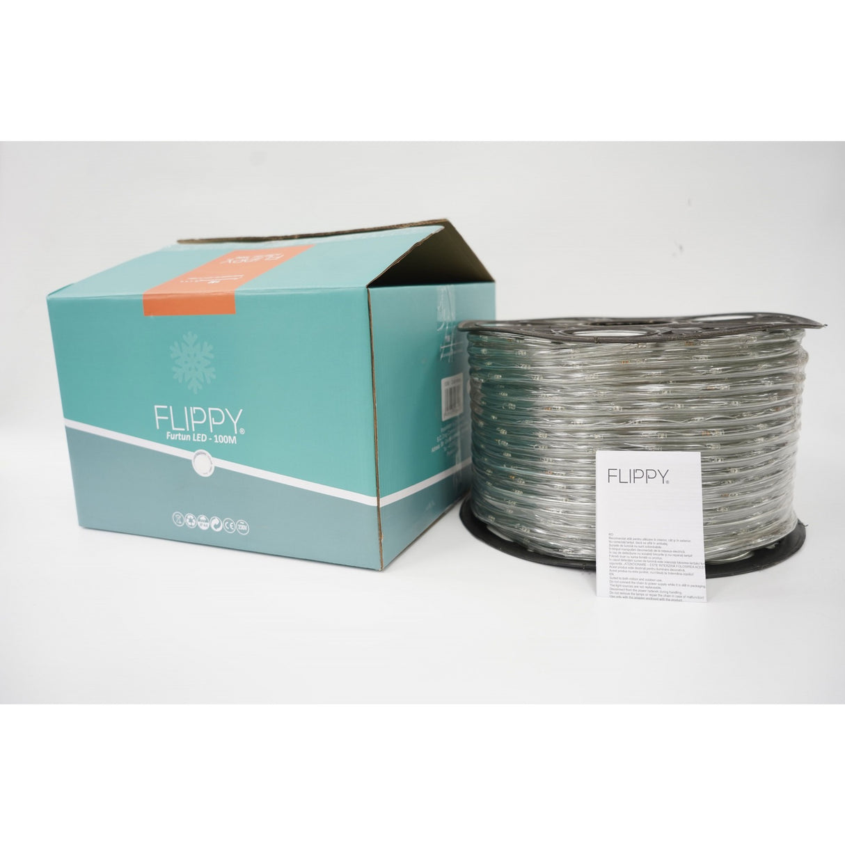 Instalatie Craciun, 24 m, 576 Led-uri, Furtun Luminos, Alb rece, Transformator, 8 jocuri de lumini, Sectionabila, 220 V, Vivimall - vivimall.ro