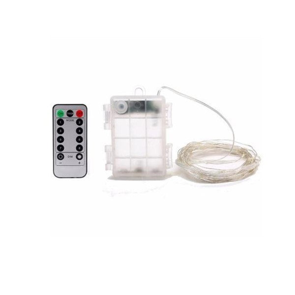 Instalatie de Craciun, Vivimall, Decoratiune de Craciun, 50 Beculete LED, cu Baterii si Telecomanda, cu 8 Functii, Lungime 5 m, Multicolor - vivimall.ro