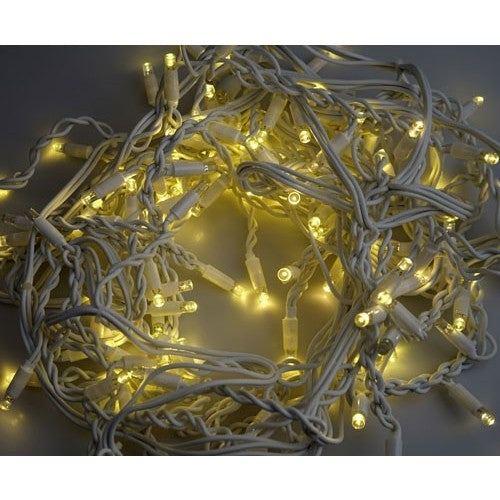 Instalatie Craciun, 50 m, 1200 Led-uri ,Franjuri, Alb cald, Flash, Alimentator, Interconectabila, Prelungitor 6.5 m inclus, Fir Alb Cauciucat, 220v, Vivimall - vivimall.ro