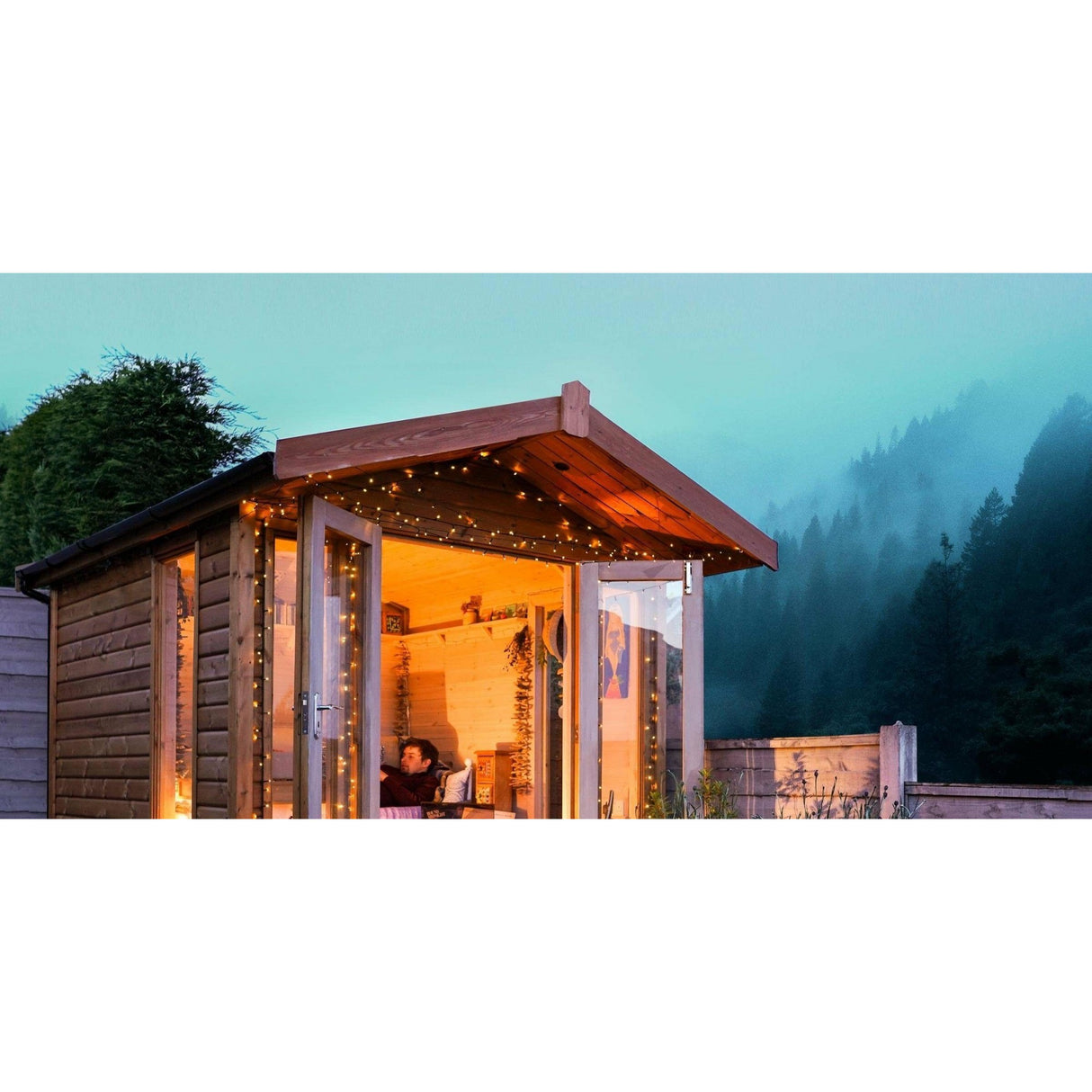 Instalatie Craciun, 80 m, 750 Led-uri ,Liniara, Alb cald, 8 jocuri de lumini, Transformator cu telecomanda, Interconectabila, Prelungitor 5 m inclus, Fir Verde, Vivimall - vivimall.ro