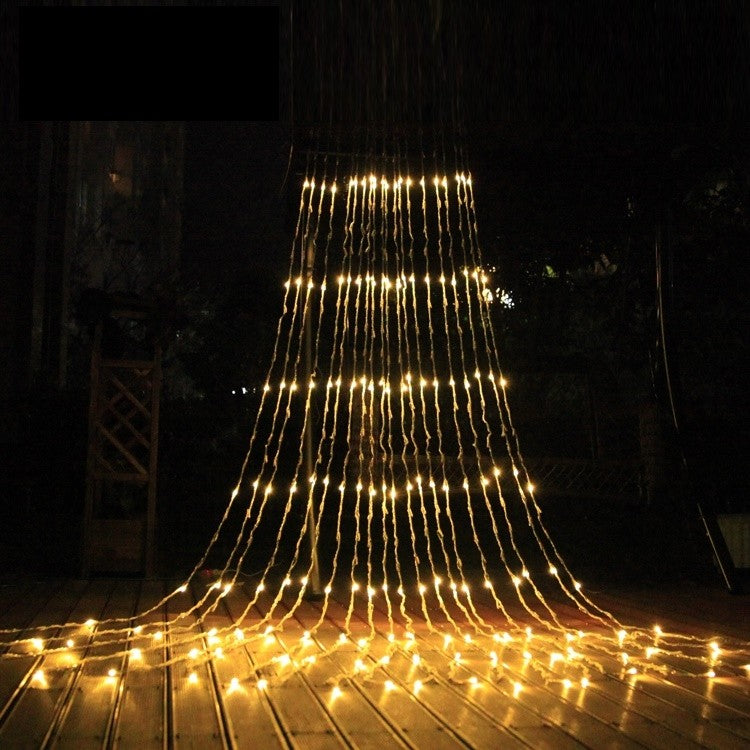 Instalatie Craciun Profesionala de Exterior IP65, Tip Perdea, 1m x 5m, 500 Led-uri Mari, Alb cald, cu flash, Alimentator 1,5 m, Interconectabila, Fir negru, Vivimall - vivimall.ro