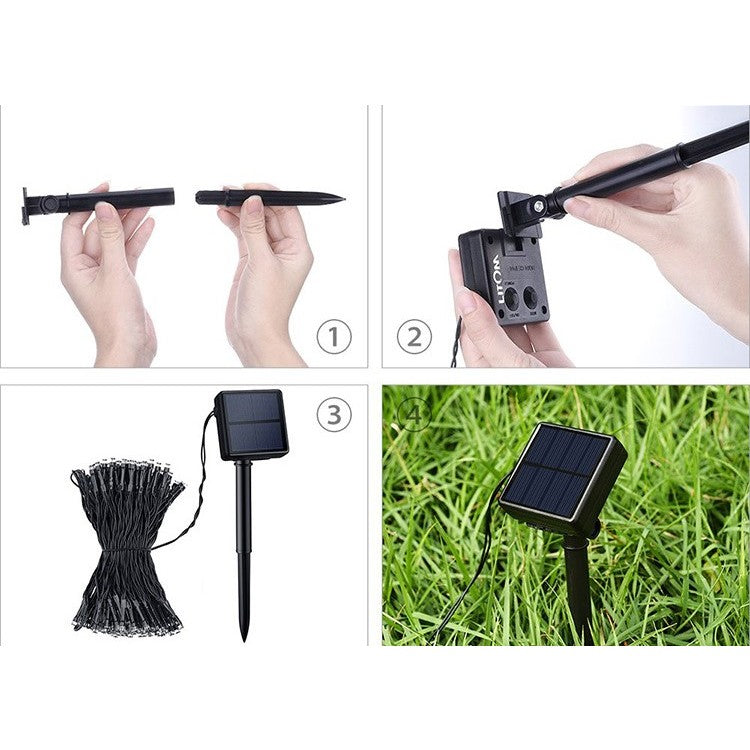 Instalatie Craciun, Tip Globuri de cristal, 20 Led-uri, 5 metri, Multicolor, Energie solara, Senzor de lumina, Vivimall - vivimall.ro