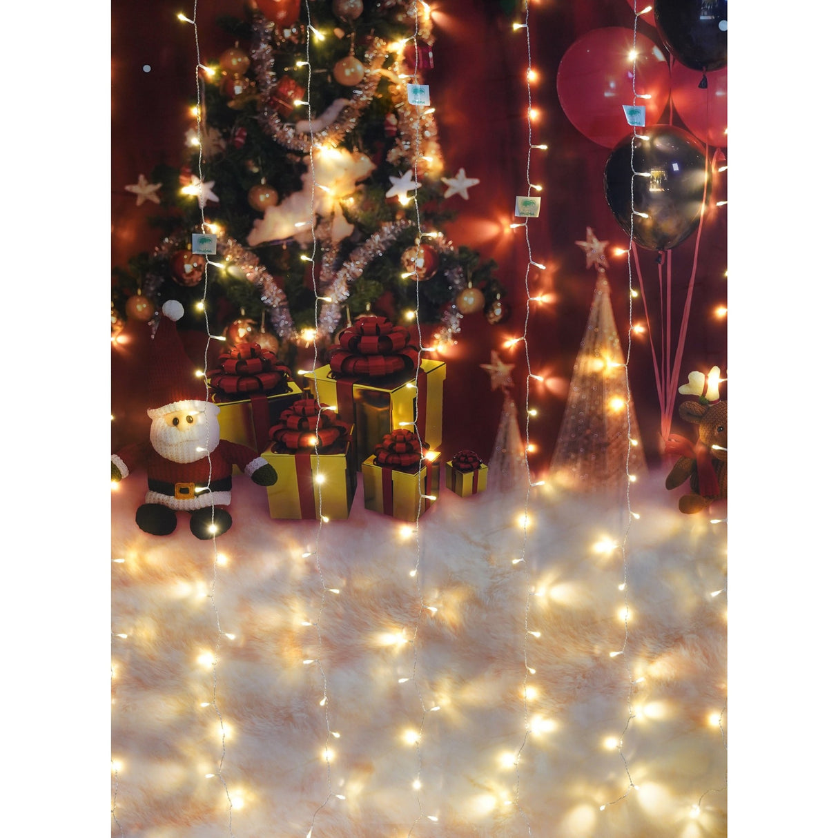 Instalatie Craciun, Tip Perdea, IP44, 2 m x 2 m, 240 LED-uri, Alb cald, 8 jocuri de lumini, Transformator, Interconectabila, Prelungitor 3 m inclus, Fir transparent, Interior/ Exterior, Vivimall - vivimall.ro