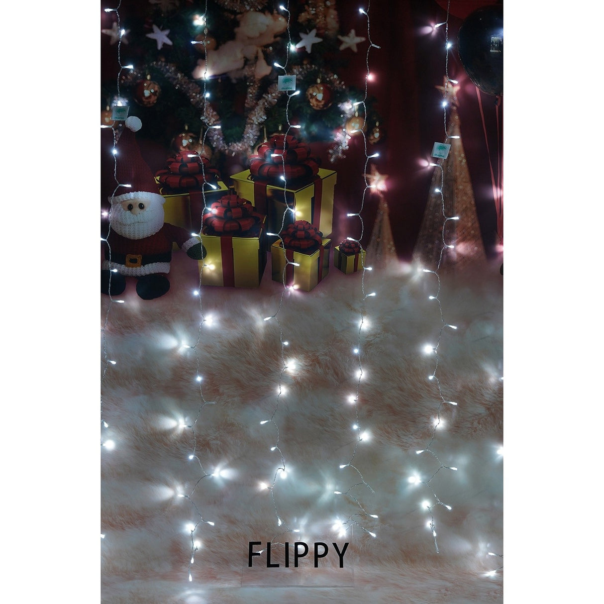 Instalatie Craciun, Tip Perdea, IP44, 6 m x 2 m, 720 LED-uri, Alb rece, cu flash, Transformator, Interconectabila, Prelungitor 3 m inclus, Fir transparent, Interior/ Exterior, Vivimall - vivimall.ro