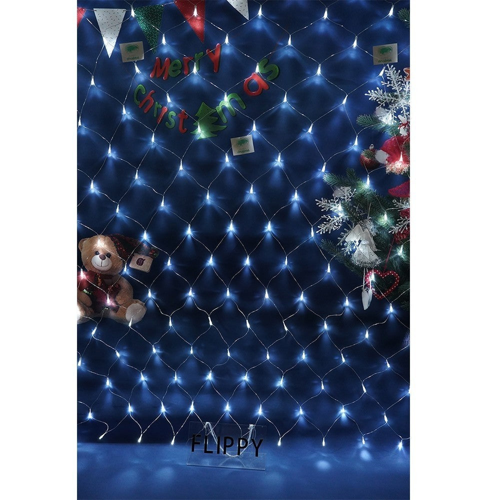 Instalatie Craciun, Tip Plasa, IP 44, 18 x 1 m, 720 LED-uri, Alb rece, 8 jocuri de lumini, Transformator fara telecomanda, Interconectabila, Prelungitor 5 m inclus, Fir transparent, Vivimall - vivimall.ro