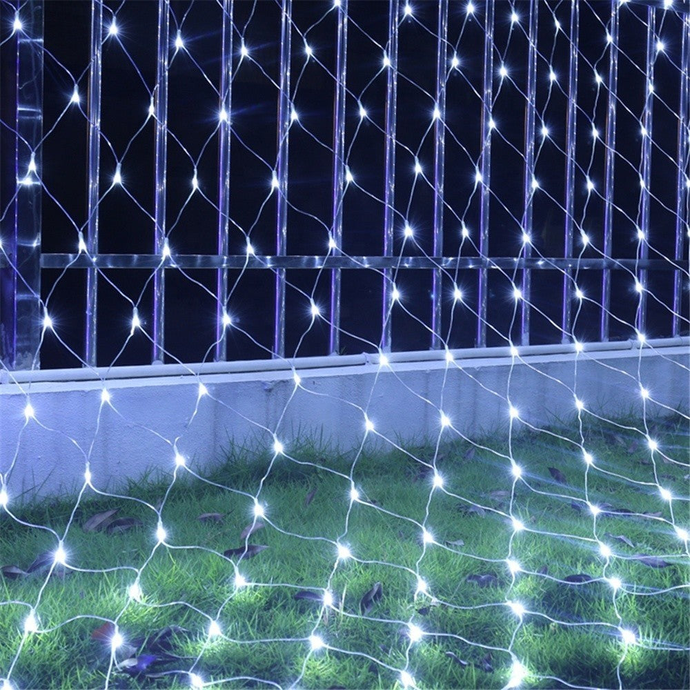 Instalatie Craciun, Tip Plasa, IP 44, 28 x 1 m, 1120 LED-uri, Alb rece, 8 jocuri de lumini, Transformator fara telecomanda, Interconectabila, Prelungitor 3 m inclus, Fir transparent, Vivimall - vivimall.ro