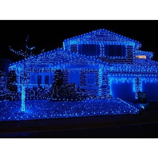 Instalatie Craciun Turturi, IP44, 25 m, 715 Led-uri ,Perdea Franjurata, Albastru, 8 jocuri de lumini, Transformator 31 V, Putere 9 W, Interconectabila, Interior/Exterior, Prelungitor 3 m inclus, Fir Negru, Vivimall - vivimall.ro