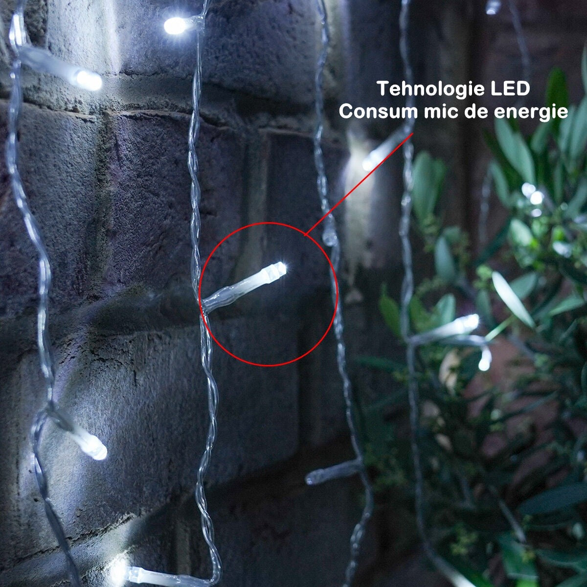 Instalatie Craciun Yoto, Tip Perdea, 3 m x 2 m, 240 LED-uri, Prelungitor 1.5 m, 8 Jocuri de Lumini, Interconectabila, Fir transparent, Interior/Exterior, Alb Rece - vivimall.ro