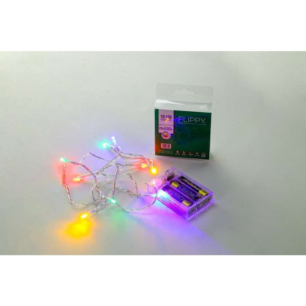 Instalație de Crăciun 10 LED-uri multicolor aranjată pe brad, utilizare interior, vedere laterală