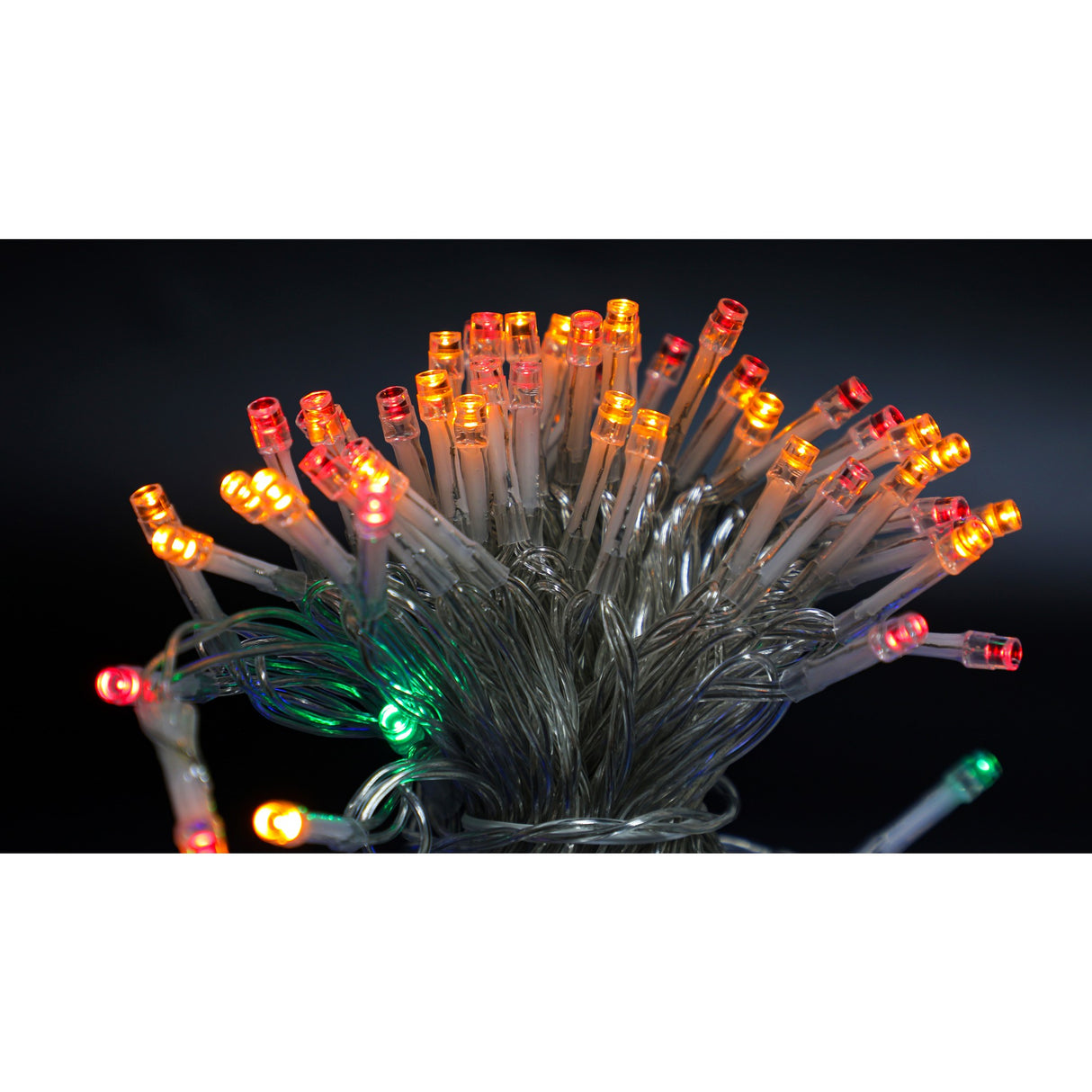 Instalatie de Craciun cu Baterii Tip Liniar, 2 jocuri de lumini, Fir Transparent 10 m 100 LED -uri, Multicolor - vivimall.ro