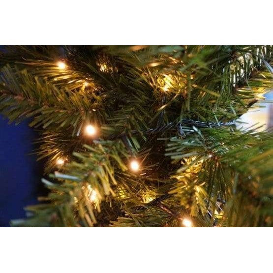 Instalatie de Craciun cu Baterii Tip Liniar, 2 jocuri de lumini, Fir Verde 10 m 100 LED -uri, Alb Cald - vivimall.ro