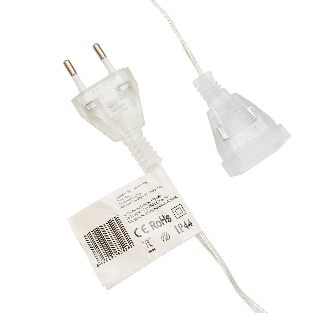 Instalatie de Craciun Flippy® Tip Franjuri, 12 m, 300 LED-uri, Interconectabila, Albastru - vivimall.ro