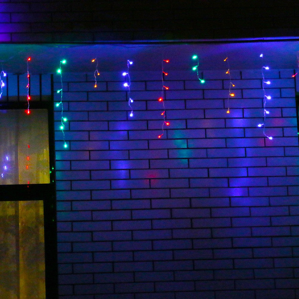 Instalatie de Craciun Flippy® Tip Franjuri, 12 m, 300 LED-uri, Interconectabila, Multicolor - vivimall.ro