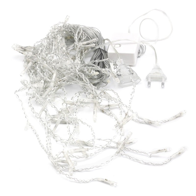 Instalatie de Craciun, Flippy®, Tip Franjuri, 3 m, 96 Leduri, Alb Cald, Interconectabila - vivimall.ro