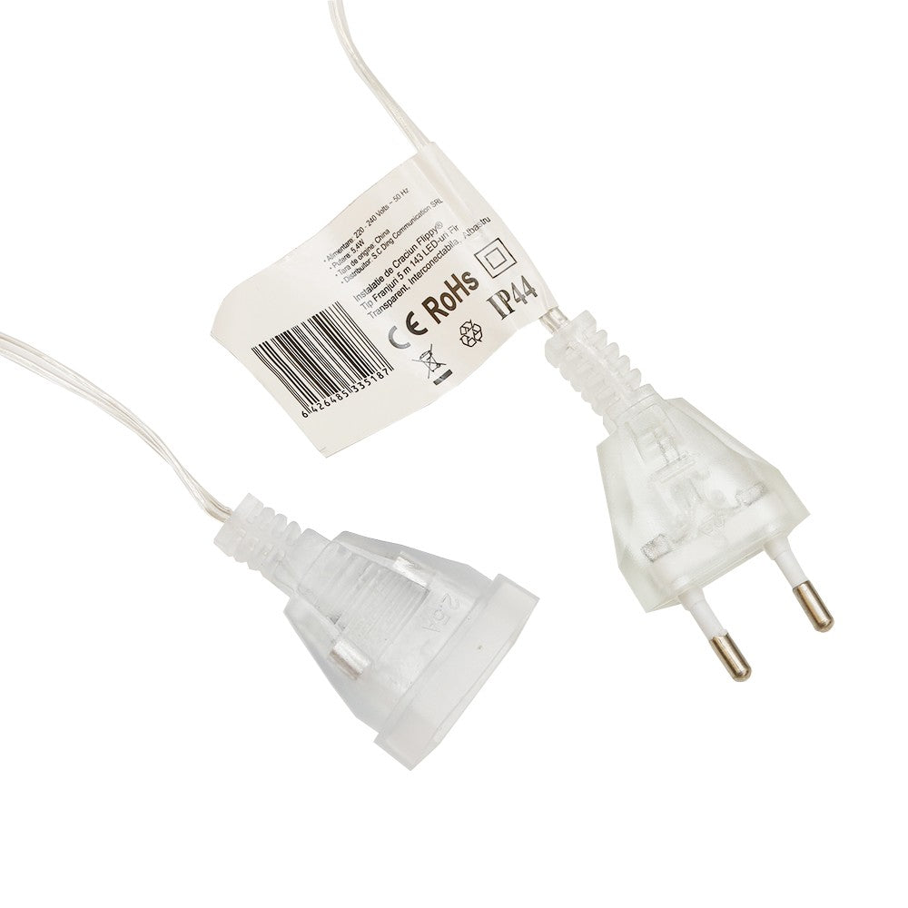 Instalatie de Craciun, Flippy®, Tip Franjuri, 5 m, 143 LED-uri, Interconectabila, Albastru - vivimall.ro