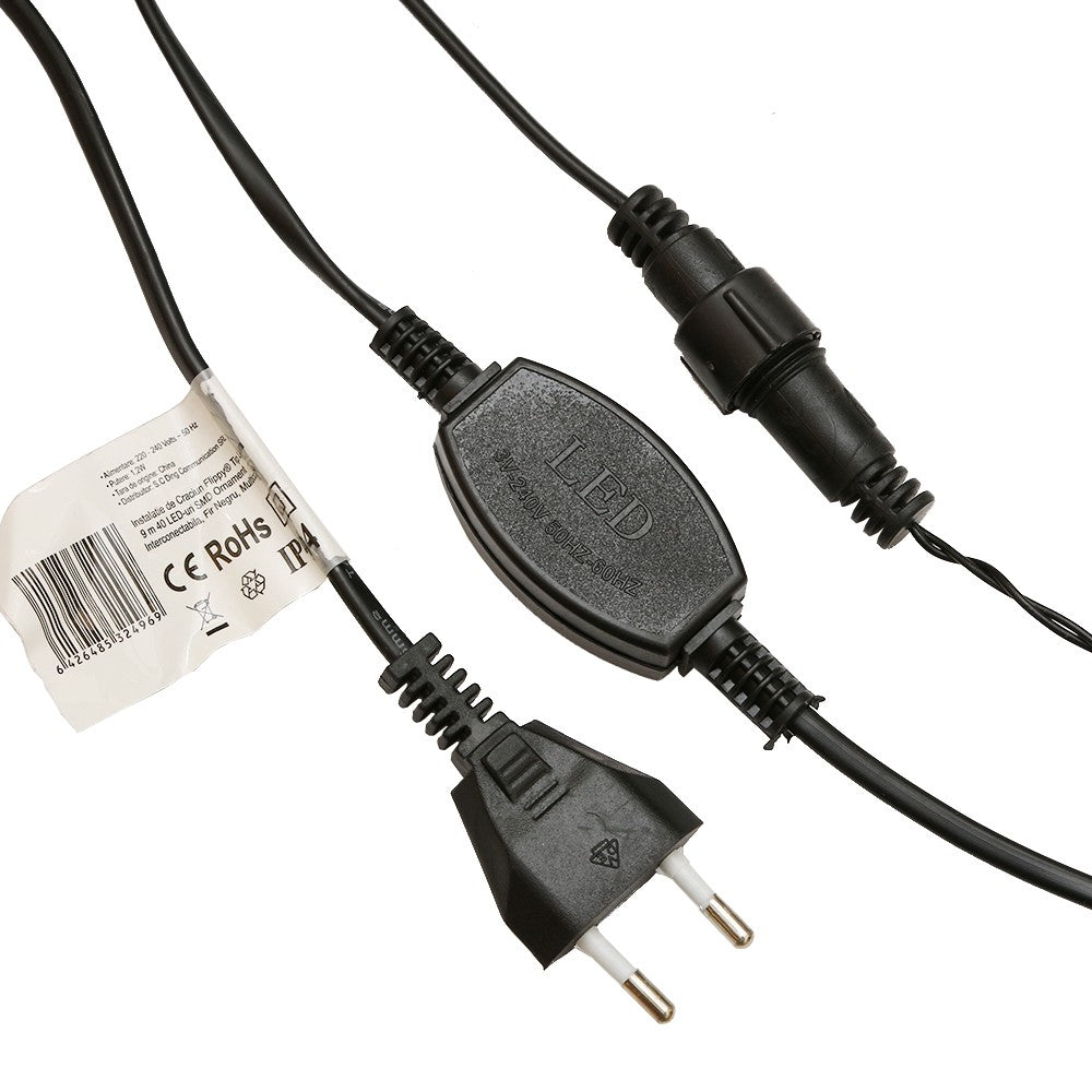 Instalatie de Craciun, Flippy®, Tip Liniara, 9 m, 40 LED-uri, Model Cristal, Interconectabila, Multicolor - vivimall.ro