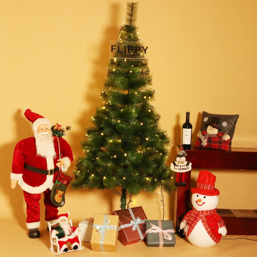 Instalatie de Craciun Flippy® Tip Liniara, Fir Negru, 17 m, 200 LED-uri, Interconectabila, Alb Cald - vivimall.ro