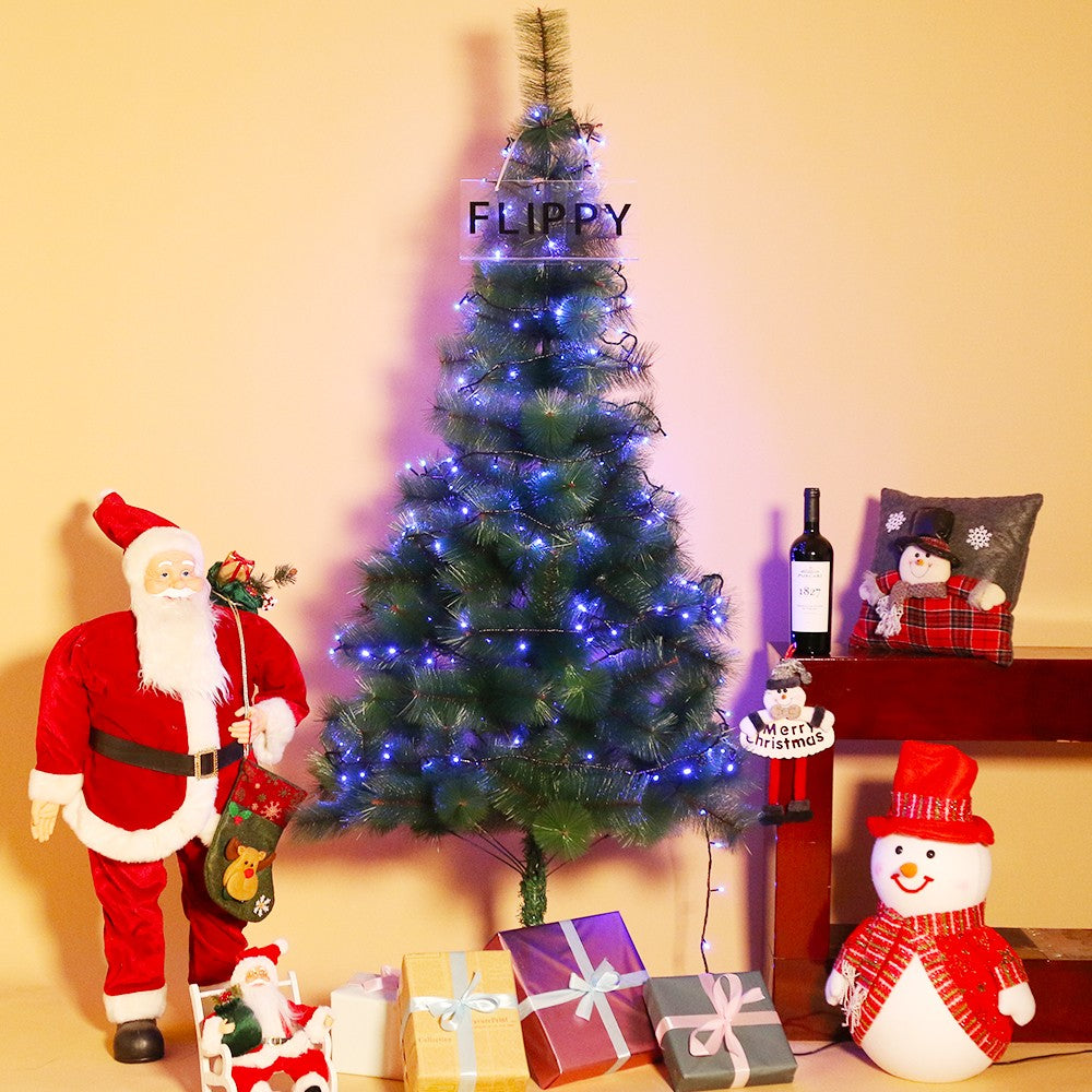 Instalatie de Craciun Flippy® Tip Liniara,Fir Negru, 17 m, 200 LED-uri ,Interconectabila, Albastru - vivimall.ro