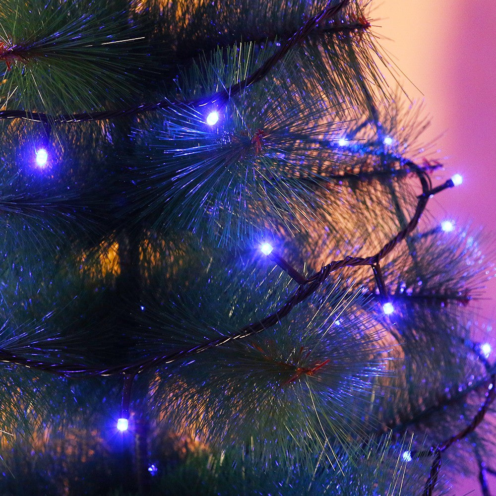 Instalatie de Craciun Flippy® Tip Liniara,Fir Negru, 17 m, 200 LED-uri ,Interconectabila, Albastru - vivimall.ro