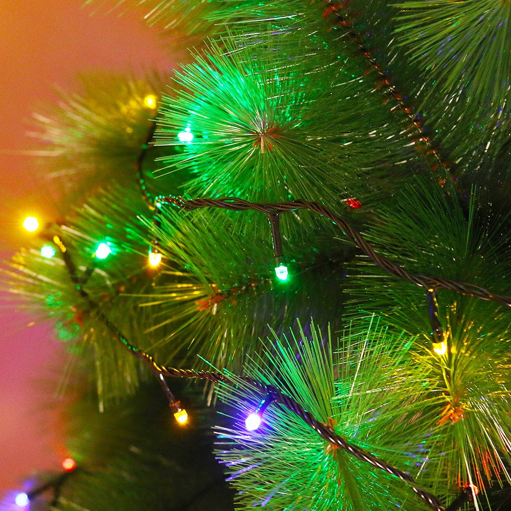 Instalatie de Craciun Flippy® Tip Liniara, Fir Negru, 9 m, 100 LED-uri Hexagonale, Interconectabila, Multicolor - vivimall.ro