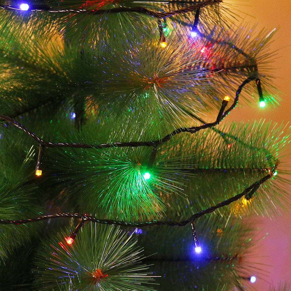 Instalatie de Craciun, Flippy®, Tip Liniara, Fir Negru, 9 m 100 LED-uri Interconectabila, Multicolor - vivimall.ro