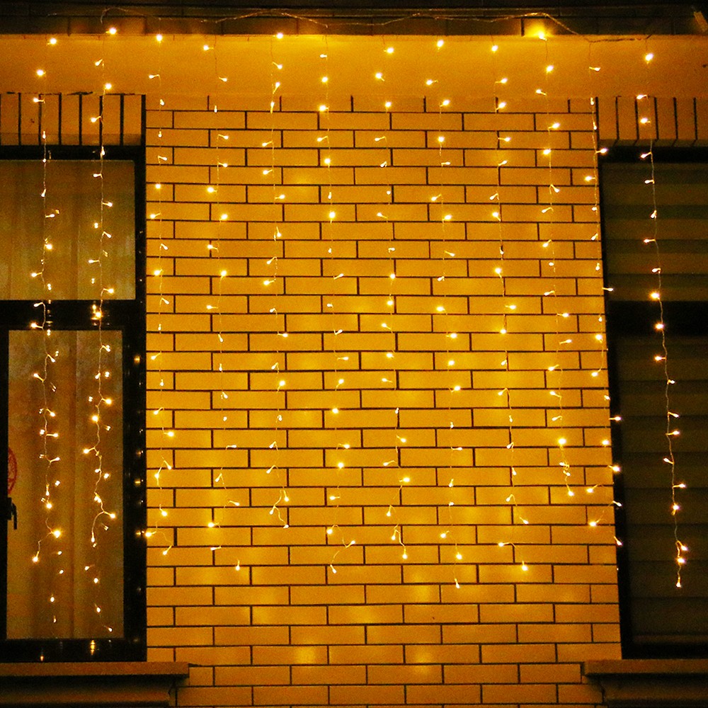 Instalatie de Craciun Flippy® Tip Perdea, 2 x 2 m, 240 LED-uri, Interconectabila, Alb Cald - vivimall.ro