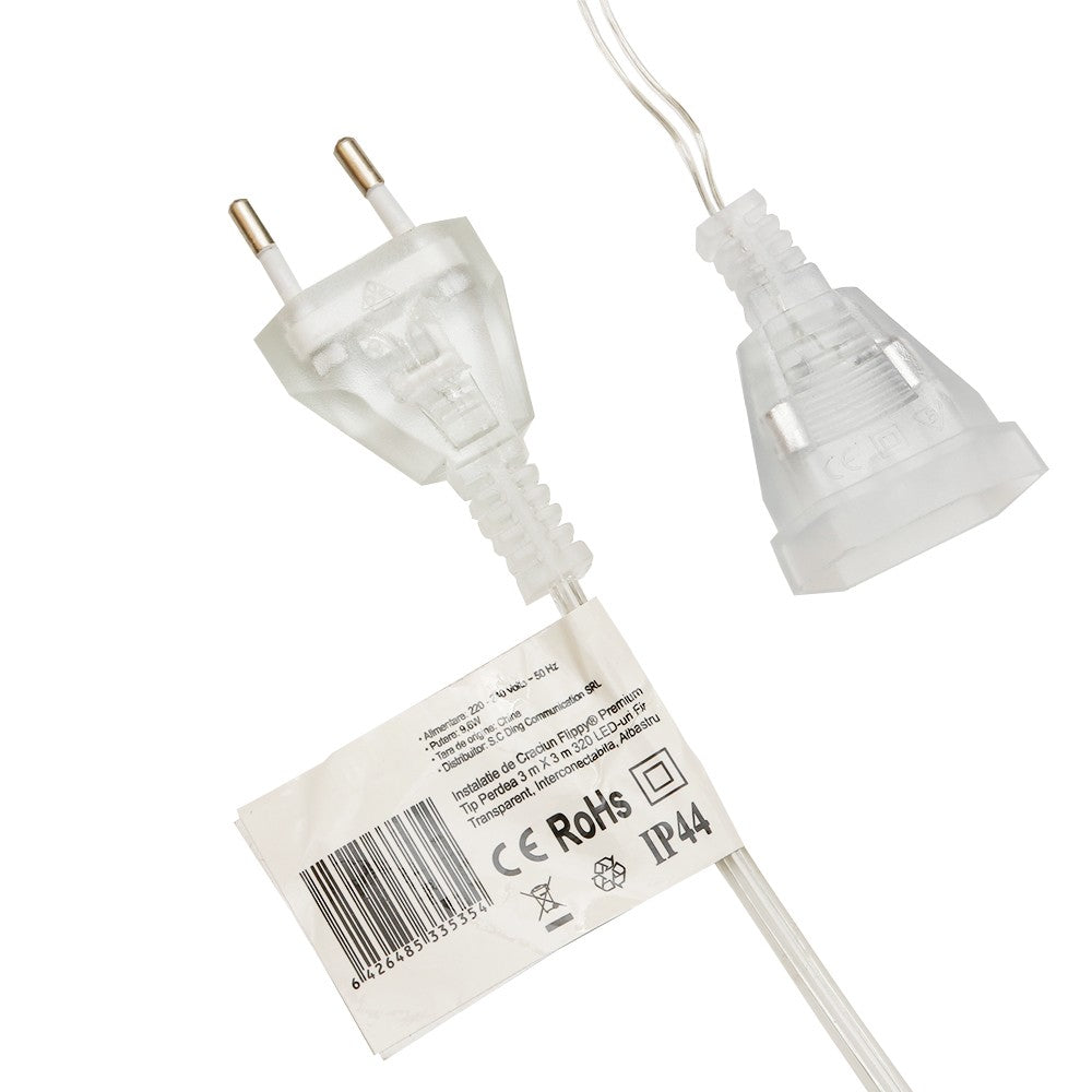 Instalatie de Craciun, Flippy®, Tip Perdea, 3 x 3 m, 320 LED-uri, Interconectabila, Albastru - vivimall.ro