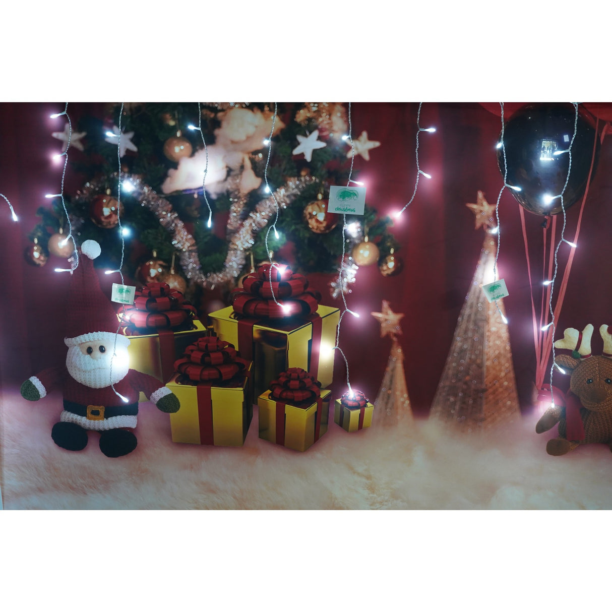 Instalatie de Craciun Vivimall® Tip Turturi, 8 jocuri de lumini Sectiune 4 m, 132 LED-uri, Interconectabila, Fir Transparent, Alb Rece - vivimall.ro