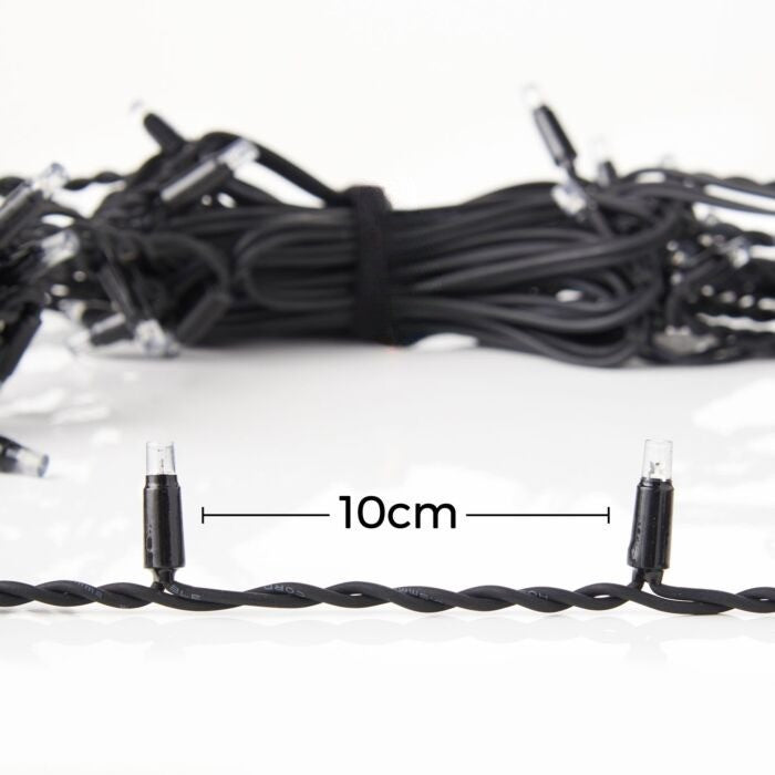 Sectiune Instalatie de Craciun Vivimall® Tip Turturi, Franjuri cu Flash, IP65, Sectiune 5 m, 120 LED-uri, Interconectabila, Fir Negru, Alb Cald, Atentie! fara Alimentator - vivimall.ro