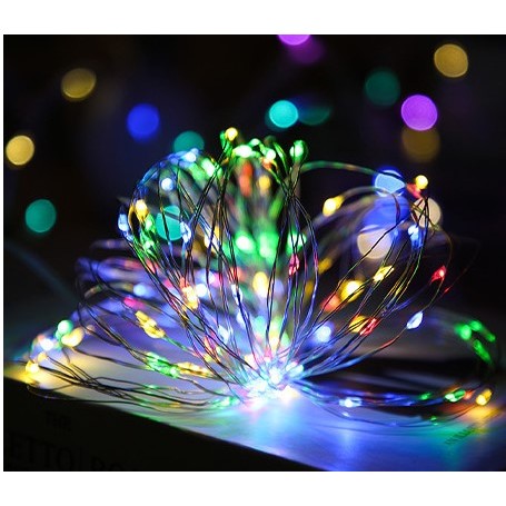 Instalatie de Craciun, Liniara, 3 m, Baterii, 30 LED-uri, 2 Jocuri de Lumini, Fir Cupru, Multicolor - vivimall.ro