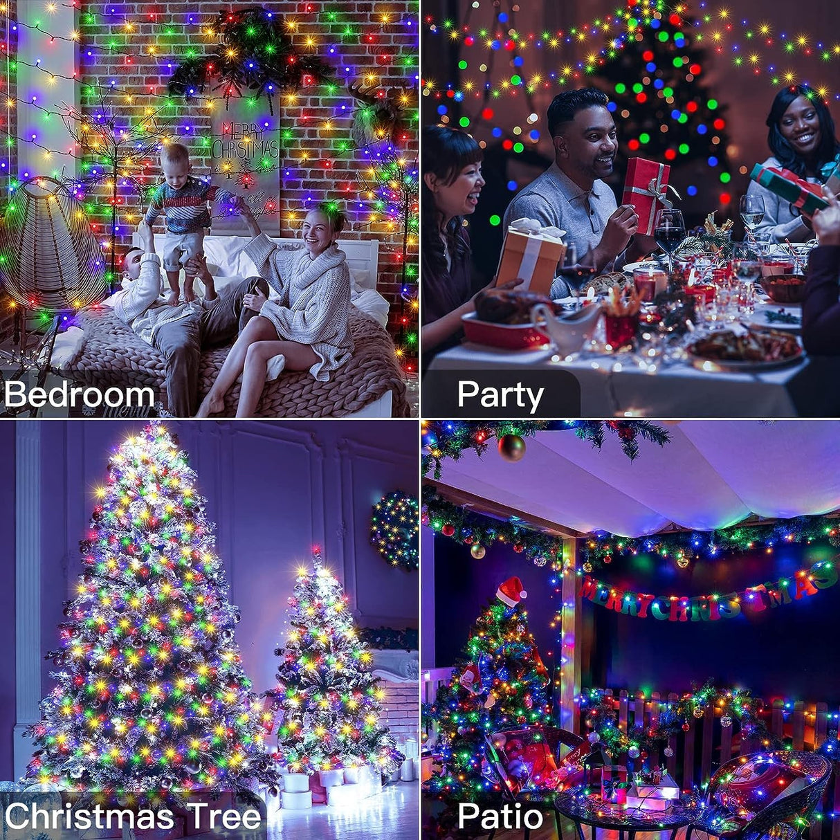 Instalatie de Craciun liniara Yoto, 10 m, din care 1 m cablu priza 220V, 100 LED, 8 jocuri de lumini, beculet in 6 colturi, pentru interior, controler, fir negru, multicolor - vivimall.ro