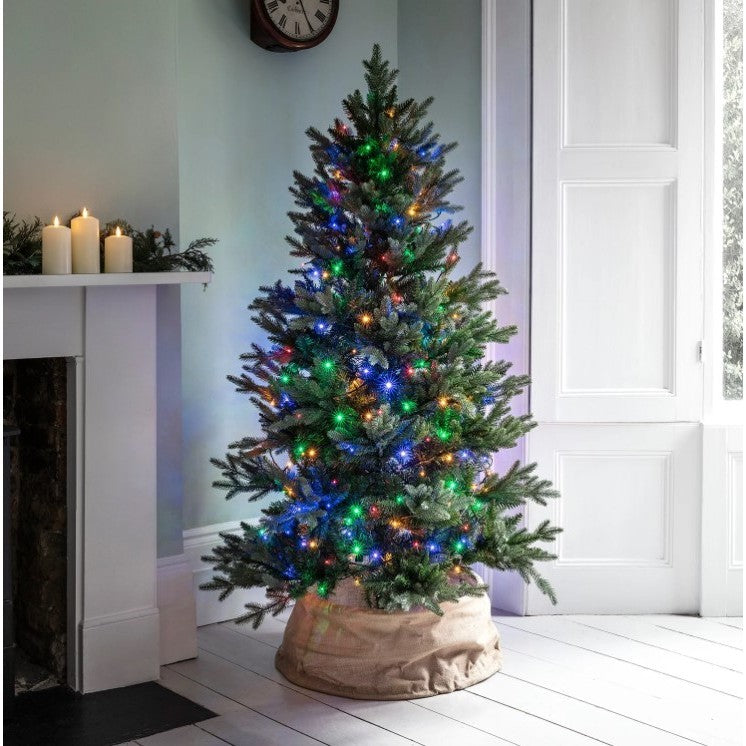 Instalatie de Craciun liniara Yoto, 10 m, din care 1 m cablu priza 220V, 100 LED, 8 jocuri de lumini, pentru interior, controler, fir negru, multicolor - vivimall.ro