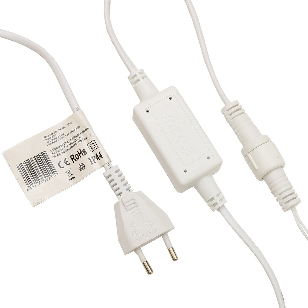 Instalatie de Craciun, Premium Flippy®, Tip Franjuri cu Flash, 6 m, 180 LED-uri, Alb Cald, Interconectabila - vivimall.ro