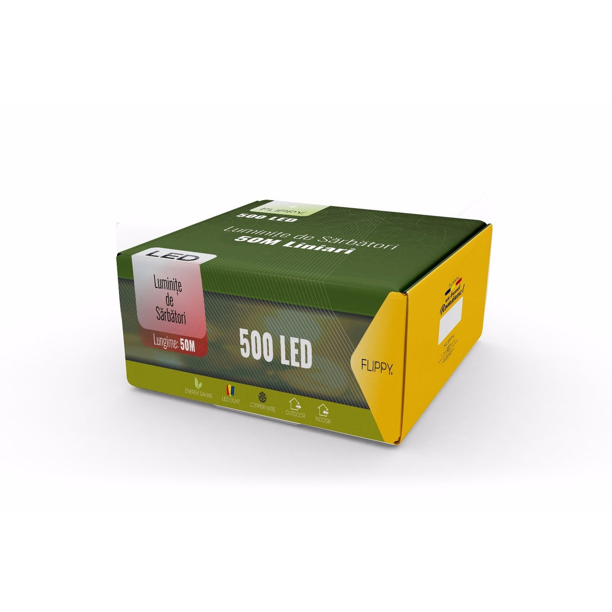 Instalatie de Craciun, Premium Flippy®, Tip Liniara / Sirag, 50 m, 500 LED-uri Mari, Alb Cald - vivimall.ro