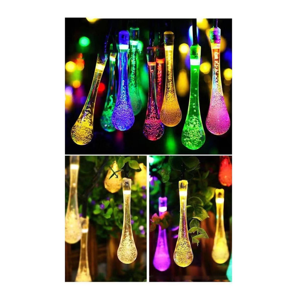 Instalatie Solara 4 m, 28 Led-uri cu Ornament tip picatura de apa, Liniara, 600 mAh, Fir negru, Interior, Exterior, Multicolor - vivimall.ro