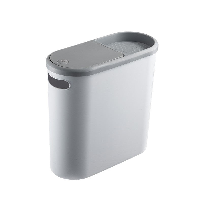 Coș de gunoi Flippy 10L din plastic PP gri, vedere frontală, capac cu ridicare automată