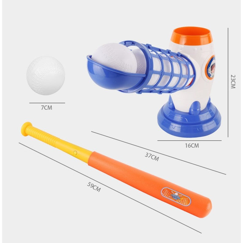 Joc de Baseball Interactiv, Lansator Vivimall, Aruncare prin Buton de Lansare pe Bata, Include Bata si 5 Mingii, 37 x 23 x 16 cm Baza, 59 cm Bata, Multicolor - vivimall.ro